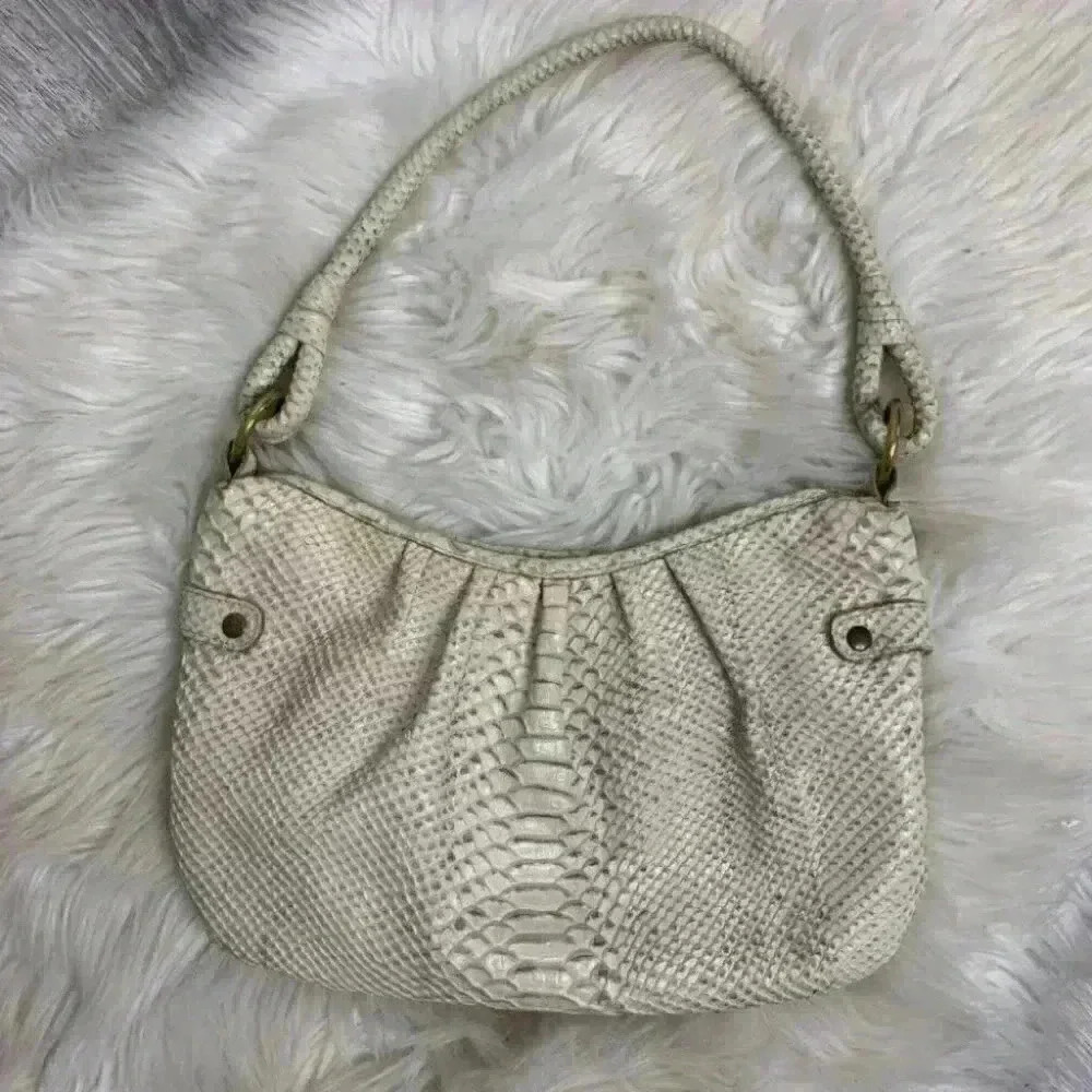 Calvin Klein ivory snakeskin satchel bag - Picture 3 of 8